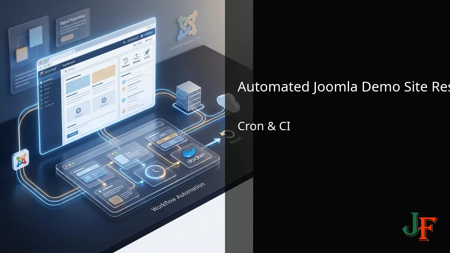 Fulltext image for Automated Joomla Demo Resets: Akeeba, Docker, Cron & CI Workflows (Developer Guide)