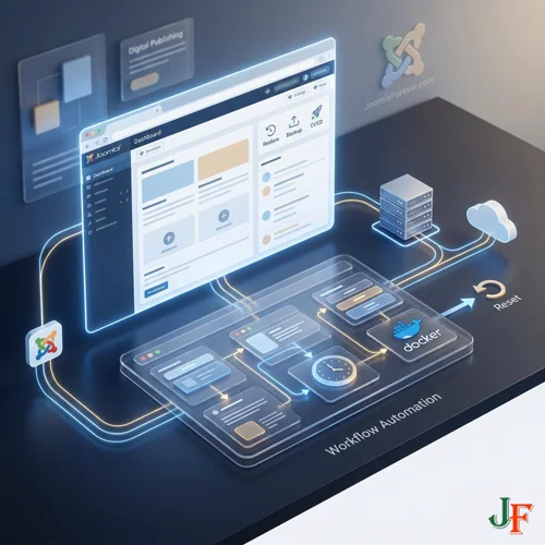 Intro image for Automated Joomla Demo Resets: Akeeba, Docker, Cron & CI Workflows (Developer Guide)