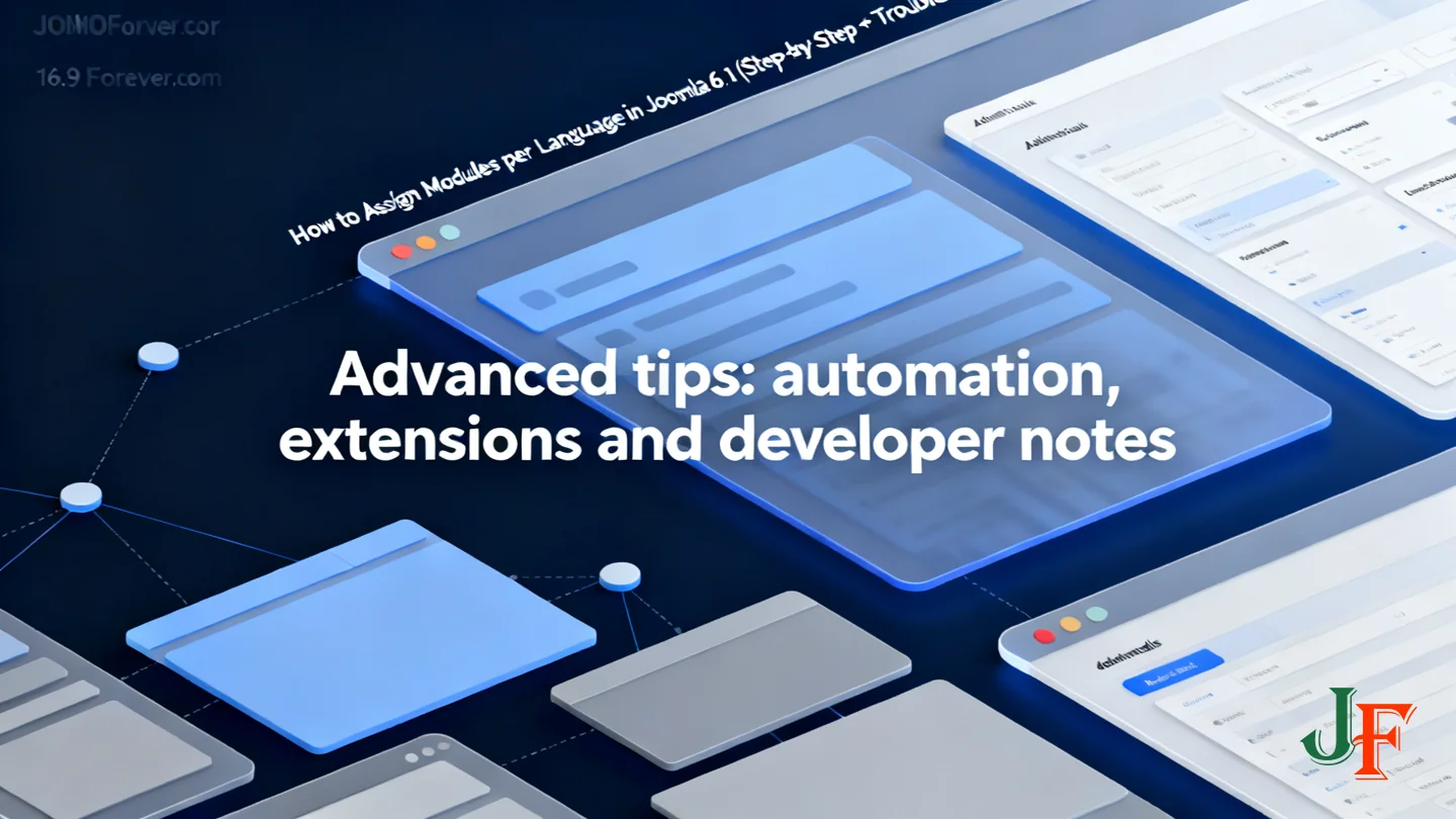 Advanced Tips Automation Extensions And Developer Notes - How To Assign Modules Per Language In Joomla 6 1 Step By Step Troubleshooting
