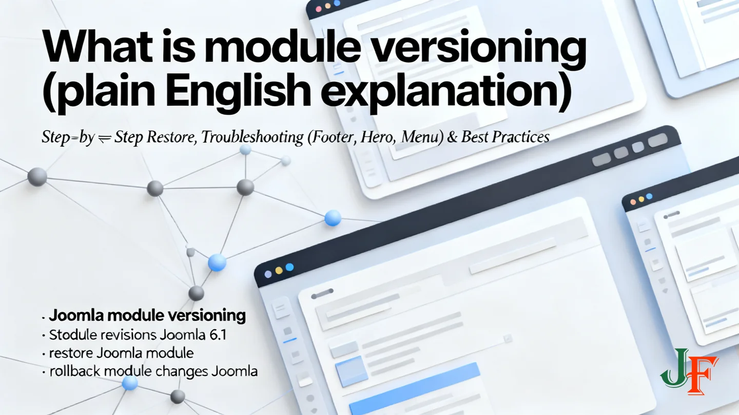 What Is Module Versioning Plain English Explanation - Joomla 6 1 Module Versioning Step By Step Restore Troubleshooting Footer Hero Menu And Best