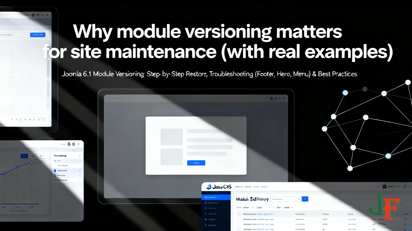 Why Module Versioning Matters For Site Maintenance With Real Examples - Joomla 6 1 Module Versioning Step By Step Restore Troubleshooting Footer Hero Menu And Best