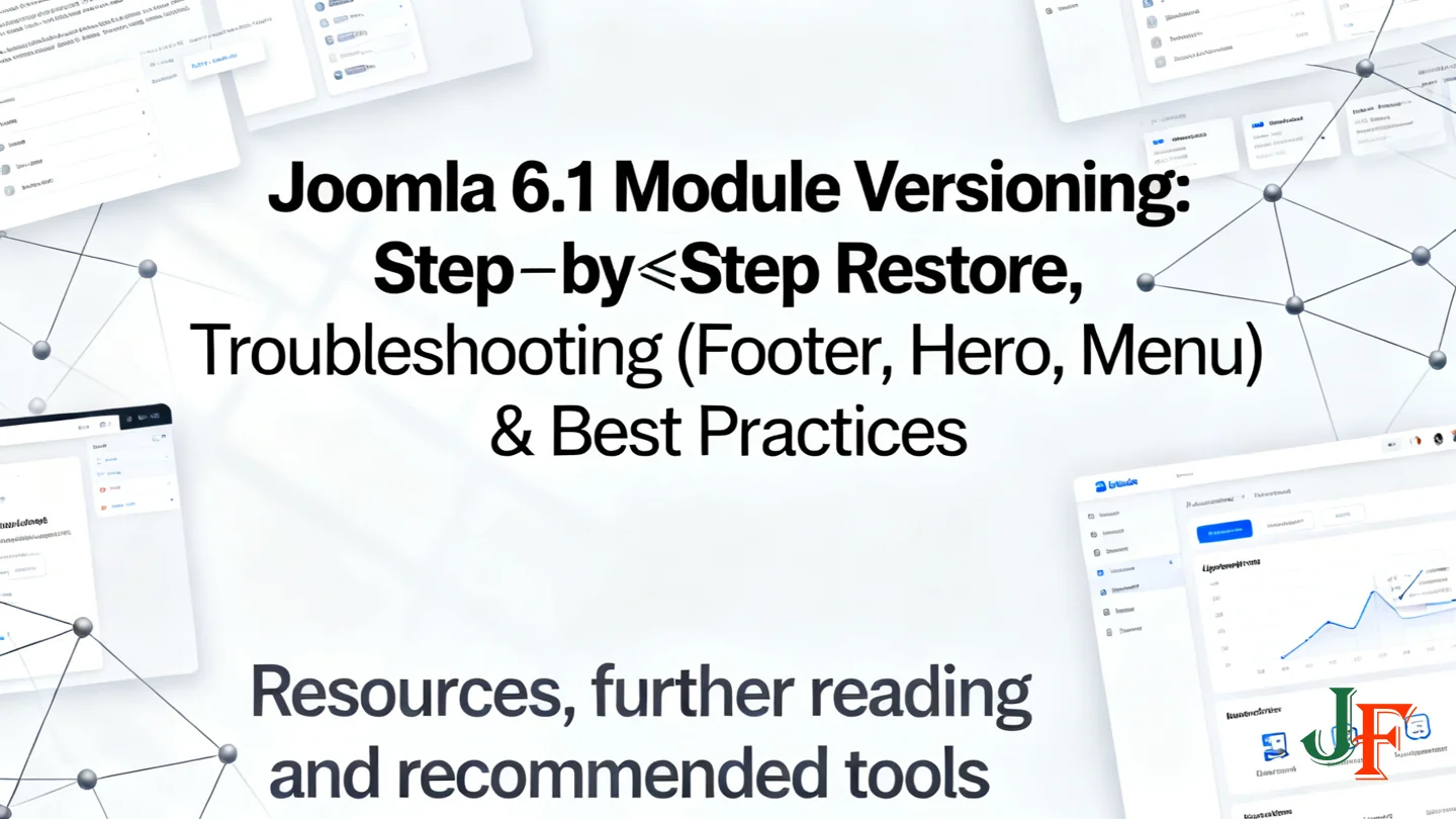 Resources Further Reading And Recommended Tools - Joomla 6 1 Module Versioning Step By Step Restore Troubleshooting Footer Hero Menu And Best