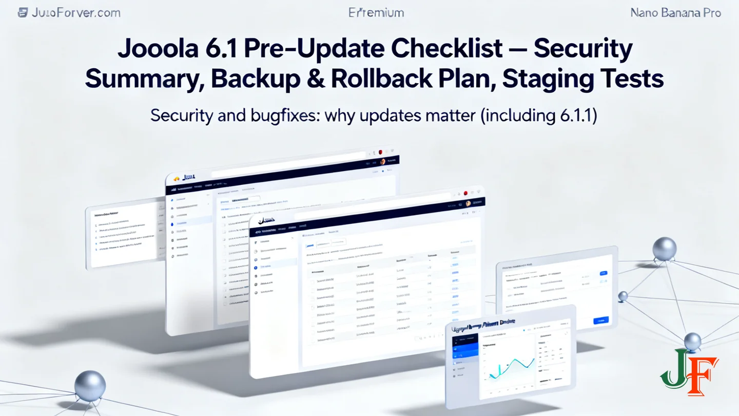 Security And Bugfixes Why Updates Matter Including 6 1 1 - Joomla 6 1 Pre Update Checklist Security Summary Backup And Rollback Plan Staging Tests