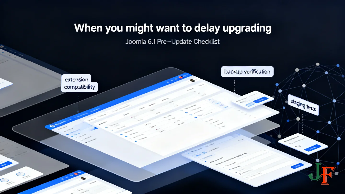 When You Might Want To Delay Upgrading - Joomla 6 1 Pre Update Checklist Security Summary Backup And Rollback Plan Staging Tests