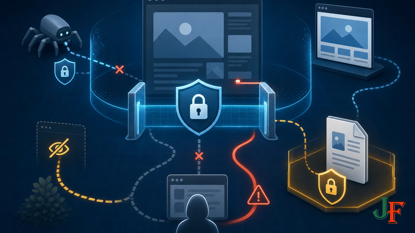 Protected article, direct route, and separate file demonstrate why hidden navigation alone does not secure content.