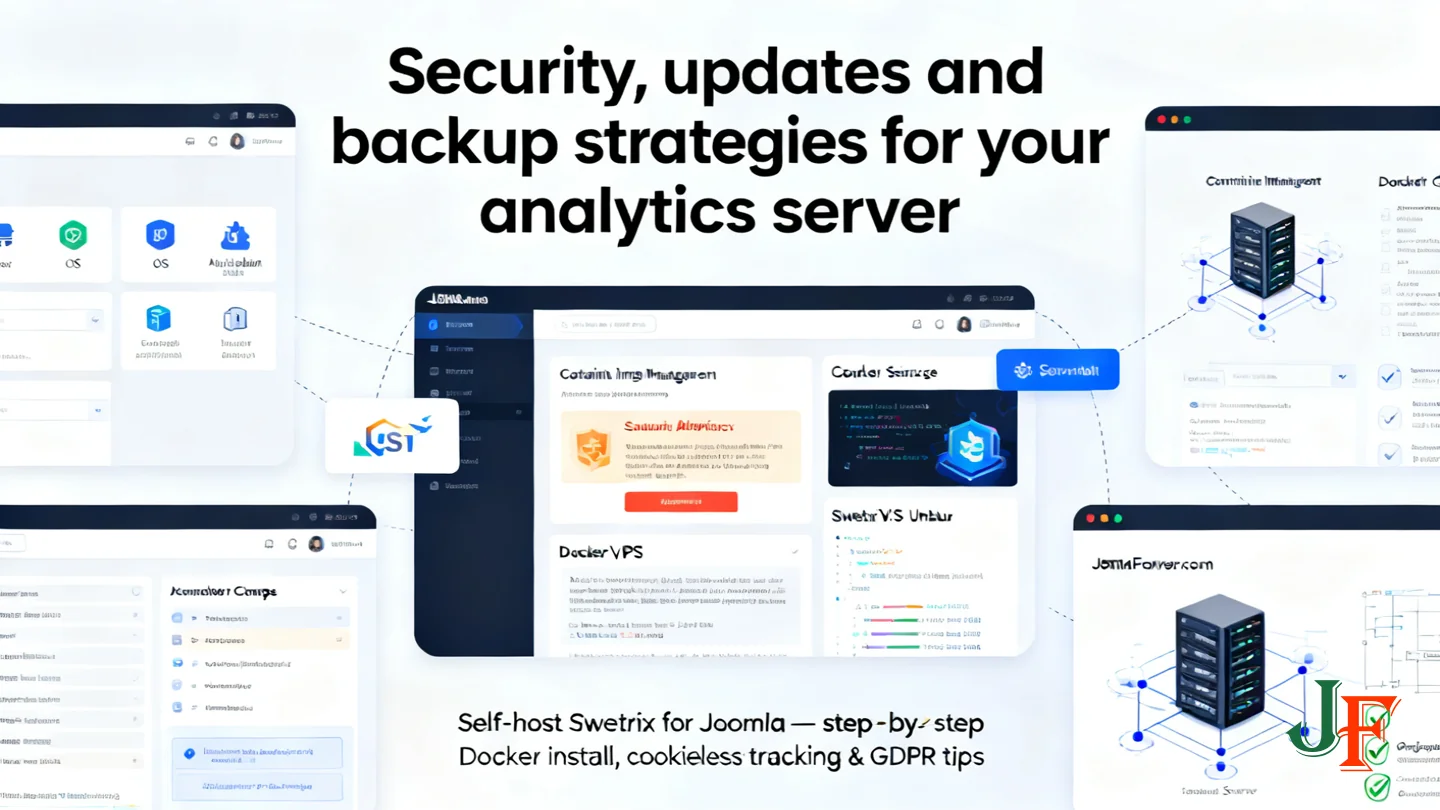 Security Updates And Backup Strategies For Your Analytics Server - Self Host Swetrix For Joomla Step By Step Docker Install Cookieless Tracking And Gdpr Tips